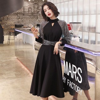 Đầm Dự Tiệc Ôm Eo Thời Trang Thu Đông Mới Cho Nữ