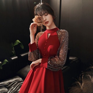 Đầm Dự Tiệc Ôm Eo Thời Trang Thu Đông Mới Cho Nữ
