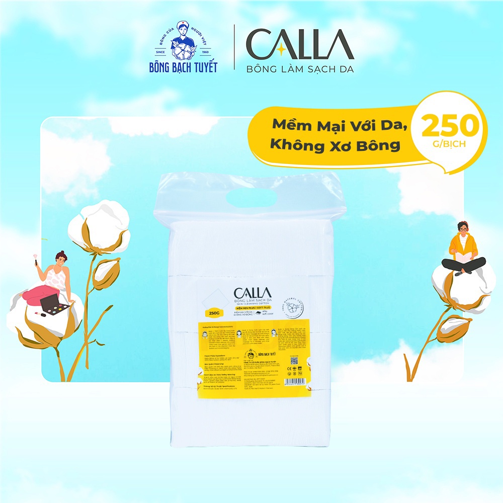 Bông tẩy trang làm sạch da Bông Bạch Tuyết Calla mềm mịn (250gr/túi)