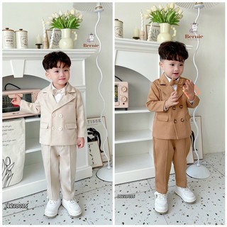 Set vest dạ Beemo Fashion bé trai, Chất dạ text dày dặn, sang trọng
