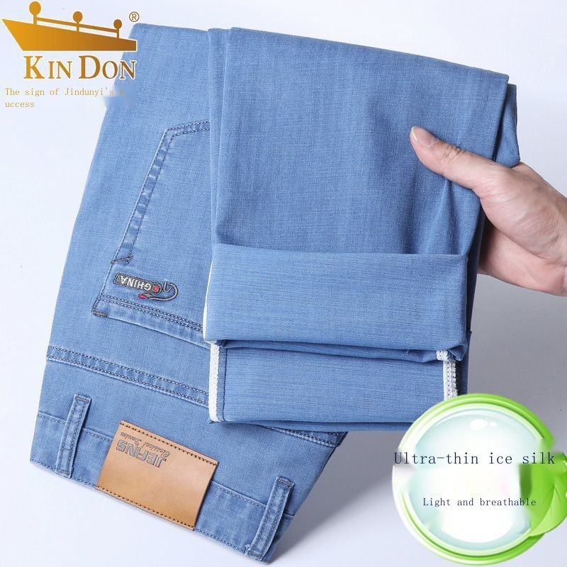 Quần Jean Dài Vải Lụa Lạnh Siêu Mỏng Dáng Rộng Ống Đứng Thời Trang Cao Cấp Cho Nam