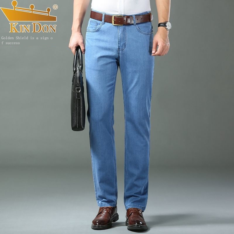 Quần Jean Dài Vải Lụa Lạnh Siêu Mỏng Dáng Rộng Ống Đứng Thời Trang Cao Cấp Cho Nam