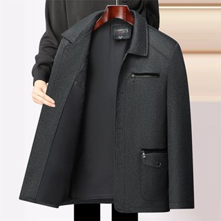  Áo Khoác Lót Lông Cừu Dày Dặn Thời Trang Thu Đông Cho Nam Giới Trung Niên 