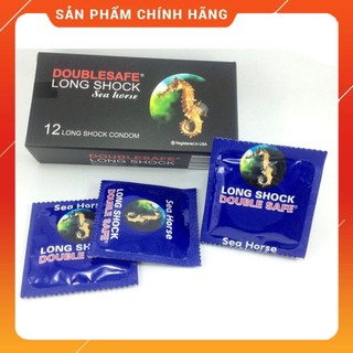 Bao cao su cá ngựa double safe long shock - hộp 12 cái - bcs doublesafe longshock