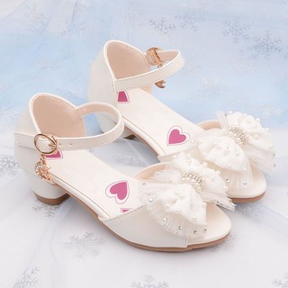 Giày sandal hở mũi bằng da đính kim sa lấp lánh thời trang dành cho bé gái 12.12