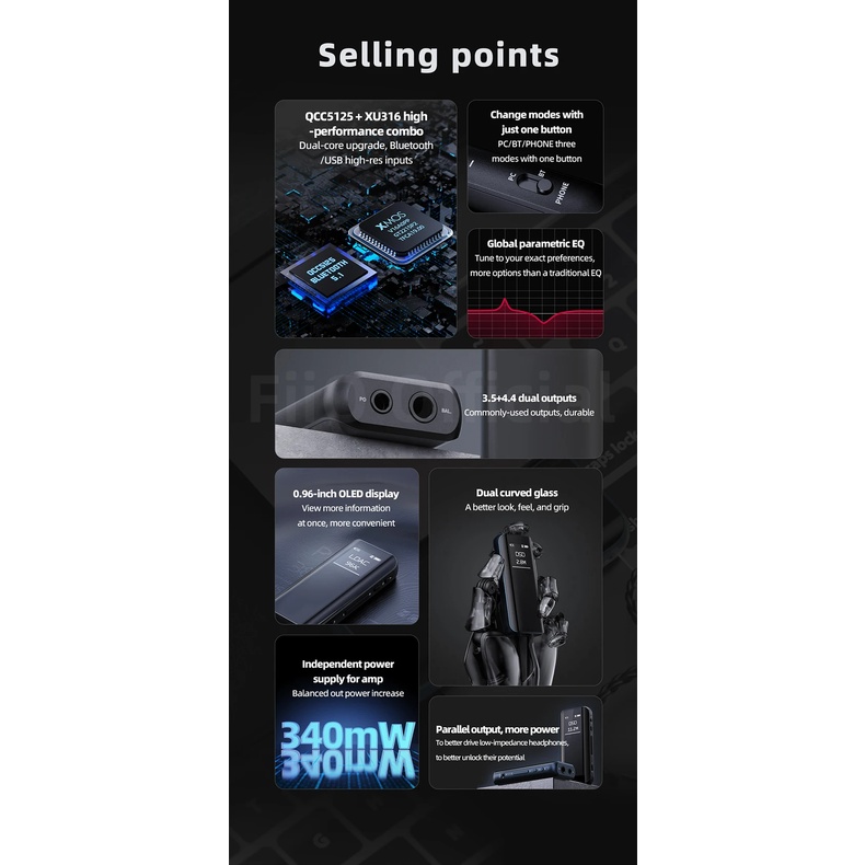 DAC/AMP Bluetooth FiiO BTR15 Premium Hifi Player | DAC ESS Saber ES9219MQ | DSD256 MQA