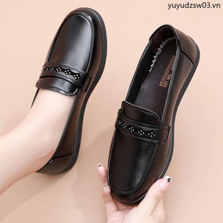 Đen giày lười đế mềm thời trang công sở thanh lịch cho phụ nữ trung niên