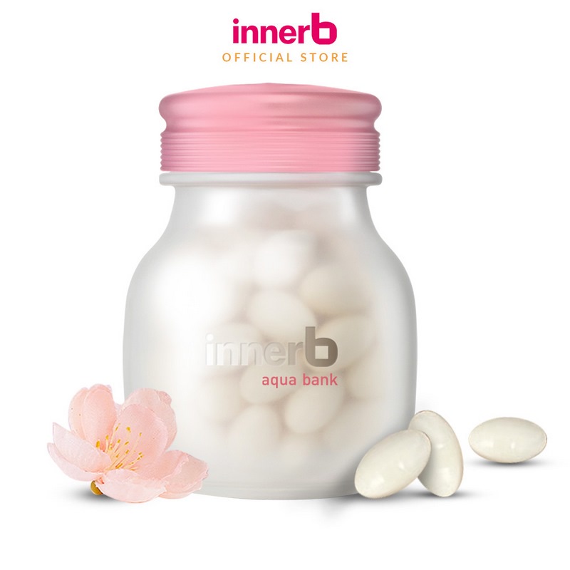 Combo giữ ẩm, sáng da InnerB Aqua Bank lọ 56 viên & Nước uống Collagen