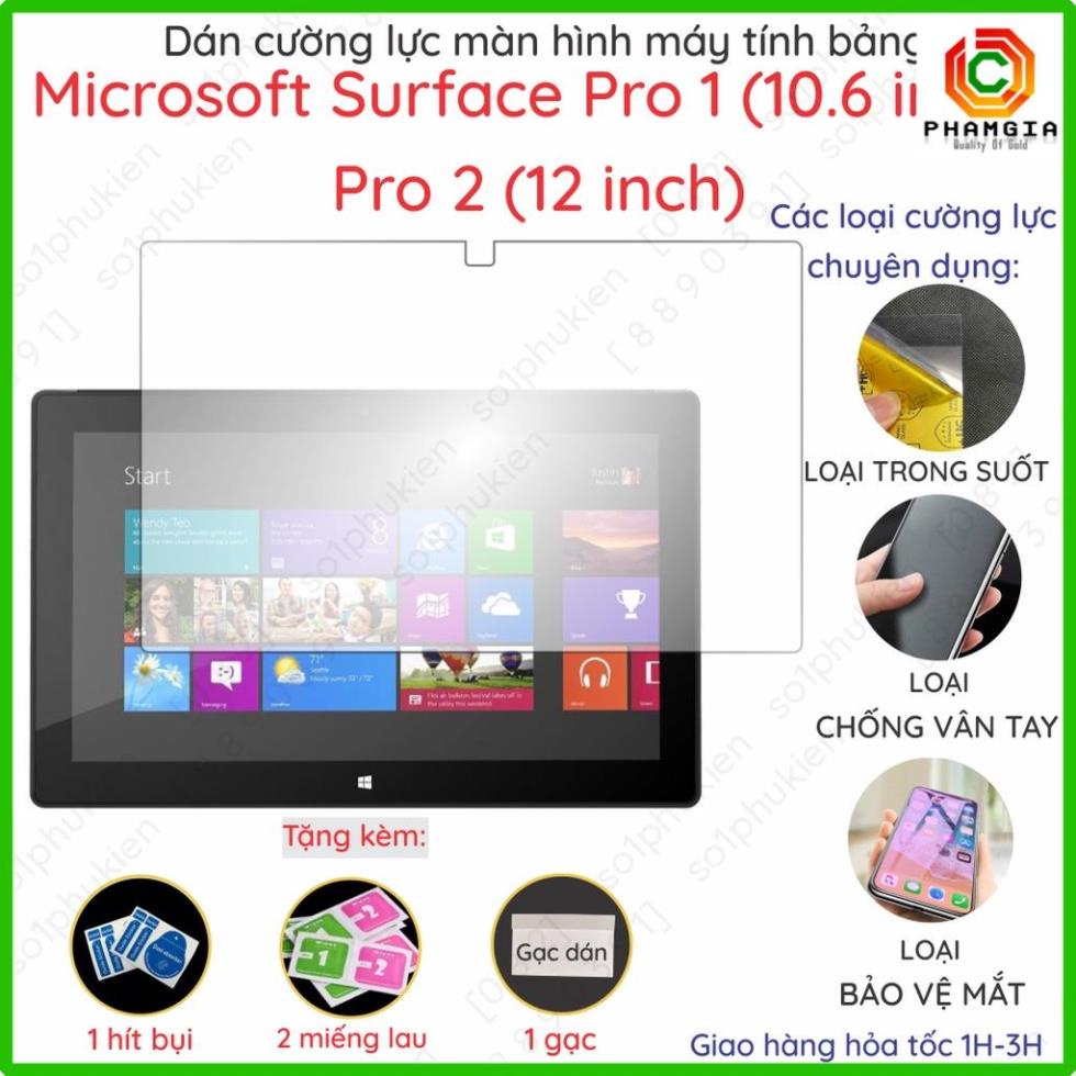 Dán cường lực màn hình tablet Microsoft Surface Pro 1 (10.6 inch) / Pro 2 (12 inch) nano trong,nhám chống vtay,bvệ mắt