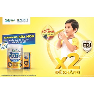 Combo 2lon Sữa bột Nuti Growplus vàng 0+/1+ 800g (mẫu mới NNRIS)