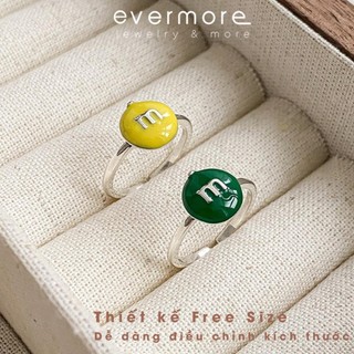 Nhẫn bạc S925 EVERMORE Colorful Candy Bean, Nhẫn bạc sơn màu trẻ trung hiện đại - N065 thsdfthsdfhdfgh