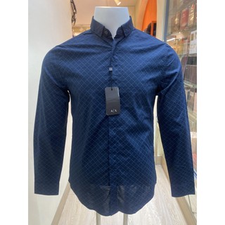 Áo sơ mi nam tay dài xanh caro armani exchange - new - 3kzc25 zneaz - ge03