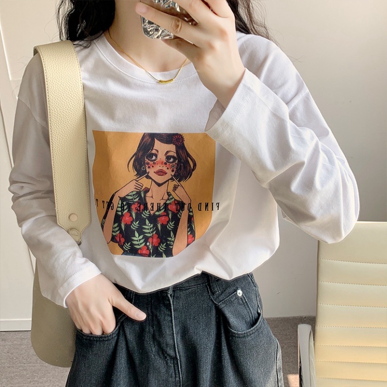 Áo Thun Nữ Tay Dài In Hình Cô Gái, áo tay dài NEONVN - chất thun cotton xược dày dặn thoáng mát