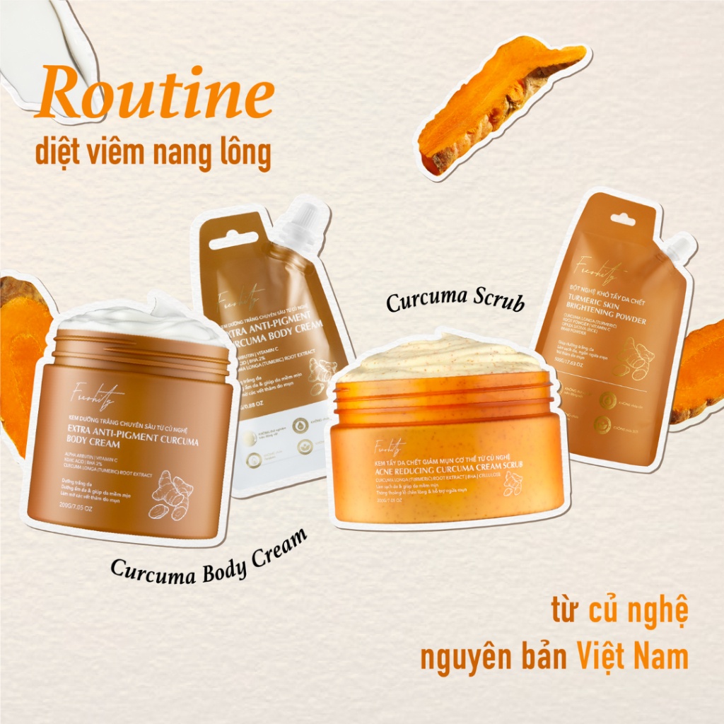 Kem Tẩy Da Chết Giảm Mụn Cơ Thể Từ Củ Nghệ Freshity 200g