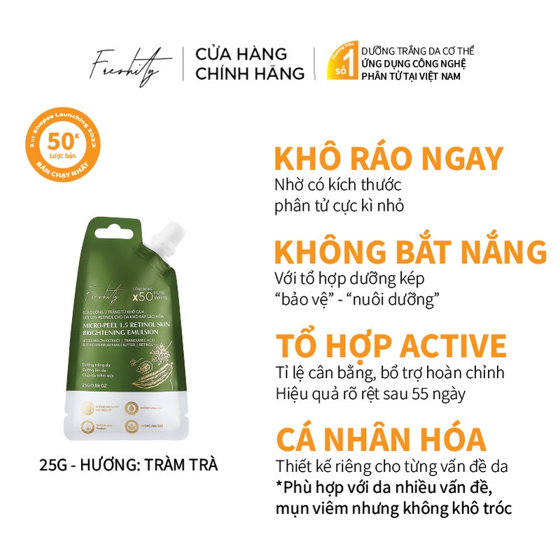 Sữa dưỡng ủ trắng khổ qua  cho da cơ thể đa vấn đề Freshity 25gr