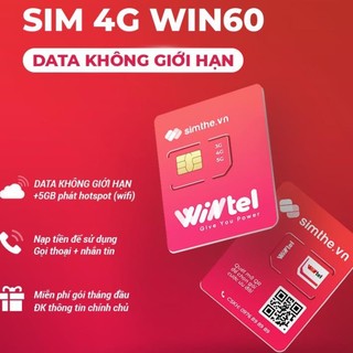 SIM WINTEL WIN60 WIN60p DATA KHÔNG GIỚI HẠN [Miễn phí tháng đầu], Sim Wintel 4G VINAPHONE, Sim VINAPHONE gọi Miễn phí
