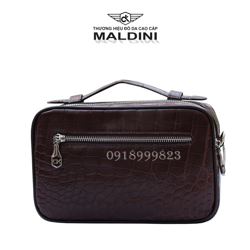 Túi cầm tay đựng dụng cụ chơi golf nam nữ Maldini da thật, khóa an toàn