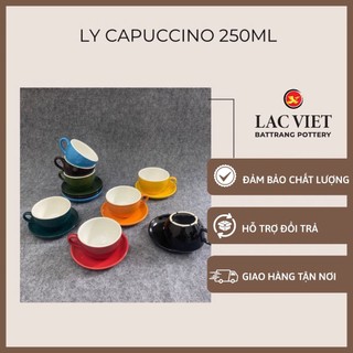 (TẶNG THÌA) Bộ tách cafe/ coffee capuchino 250ml- Tách uống trà/ cà phê Bát Tràng