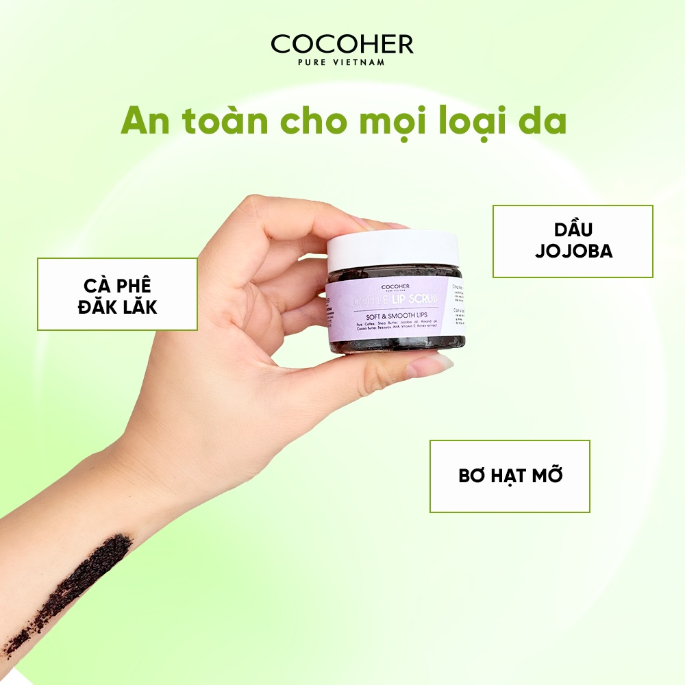 [MUA 1 TẶNG 1] Tẩy Da Chết Môi COCOHER Cà Phê Giúp Làm Mờ Thâm, Hồng Môi, Giúp Môi Mềm Mịn Căng Mọng 33g