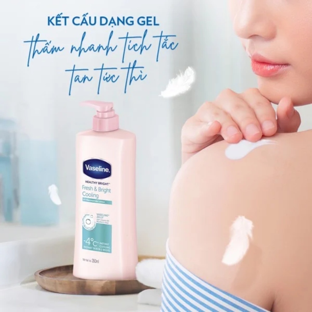 Sữa Dưỡng Thể Dịu Mát Hỗ Trợ Sáng Da Vaseline Fresh & Bright Cooling 350ml