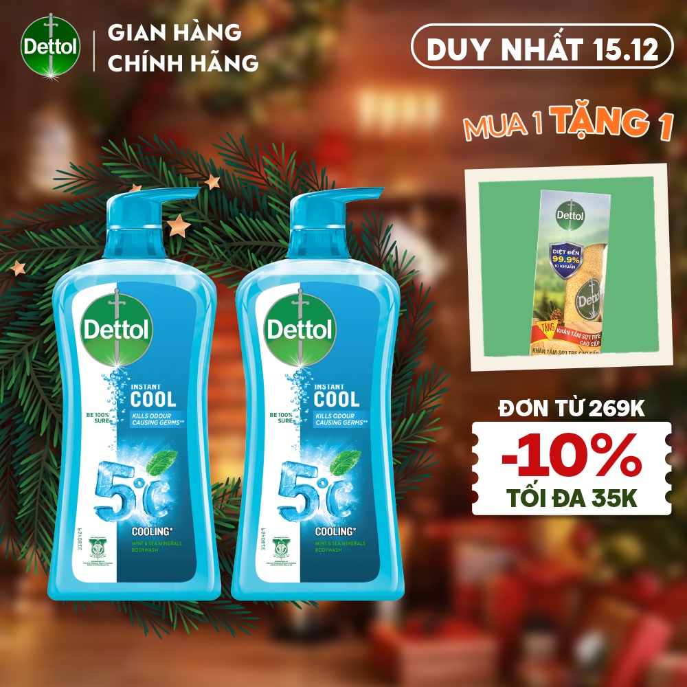 Combo 2 chai sữa tắm Dettol mát lạnh tức thì - Chai 950g