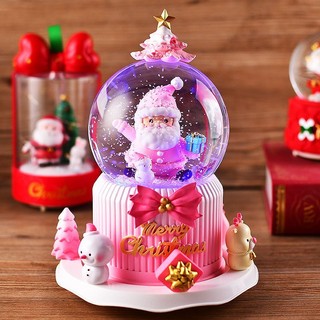 Hộp nhạc quả cầu pha lê pha lê giáng sinh có thể xoay và làm sáng tự động