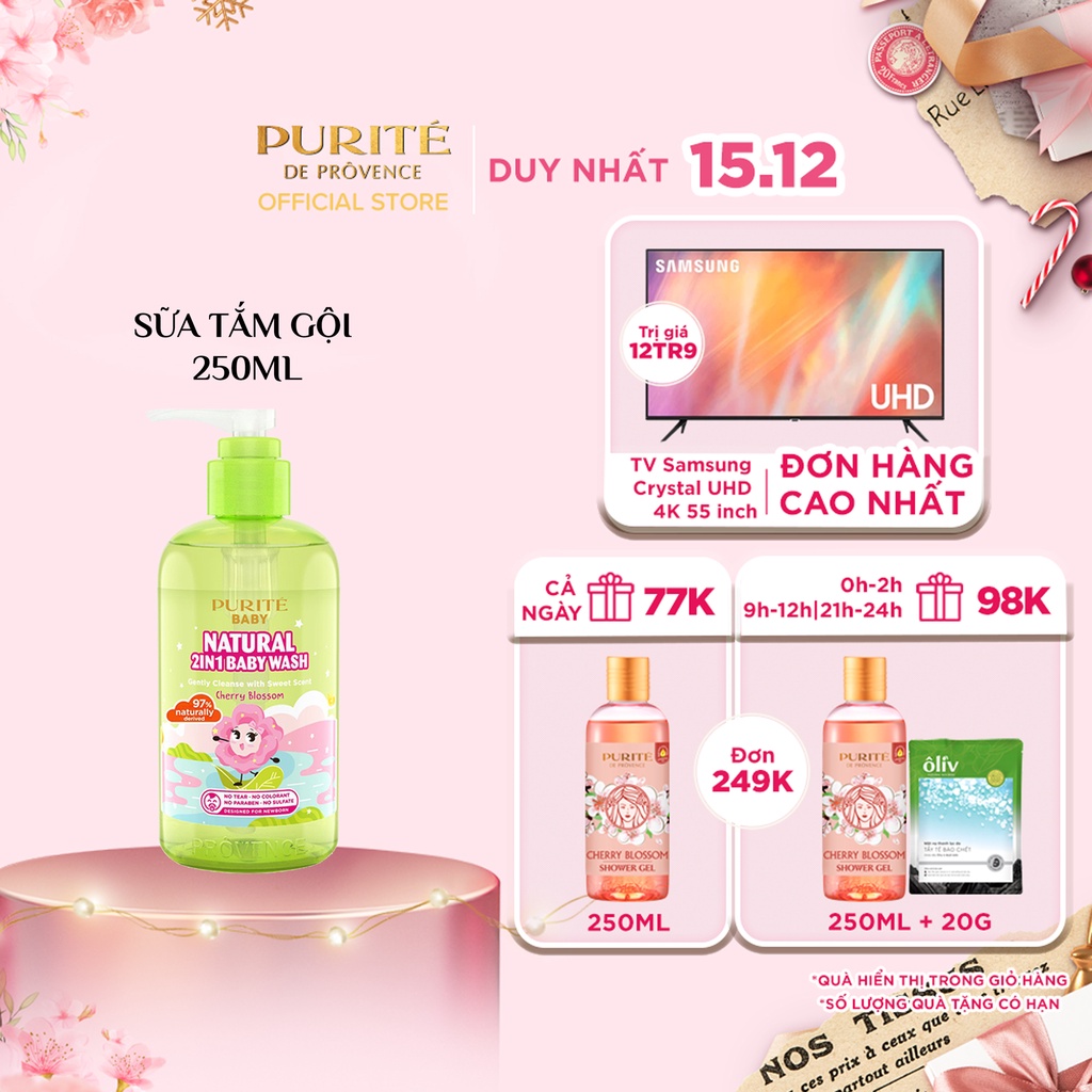 Sữa Tắm Gội Purité Baby Hoa Anh Đào 250ml (nắp trong)