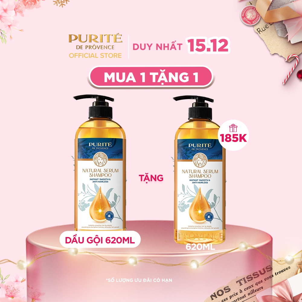 Dầu Gội Purité Serum Thiên Nhiên Giảm Gãy Rụng 620ML Tặng Dầu Gội Purité Serum Thiên Nhiên Giảm Gãy Rụng 620ML