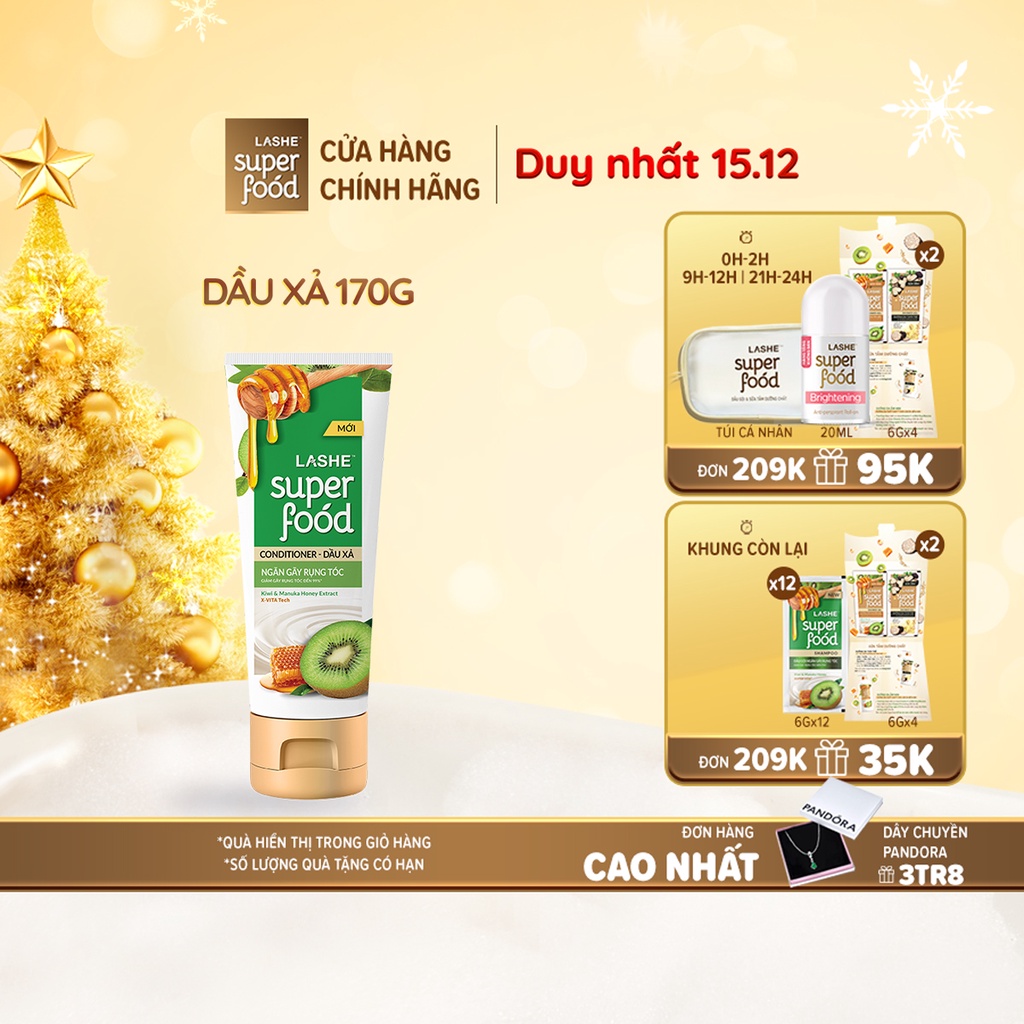 Dầu xả LASHE SUPERFOOD ngăn gãy rụng tóc 170G