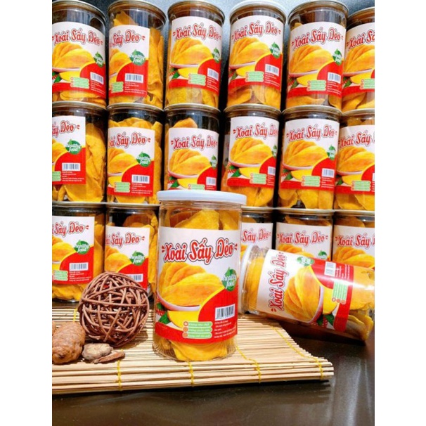 Xoài cát sấy lạnh dẻo mềm - Hộp 350gam - Trái cây sấy mộc Organic