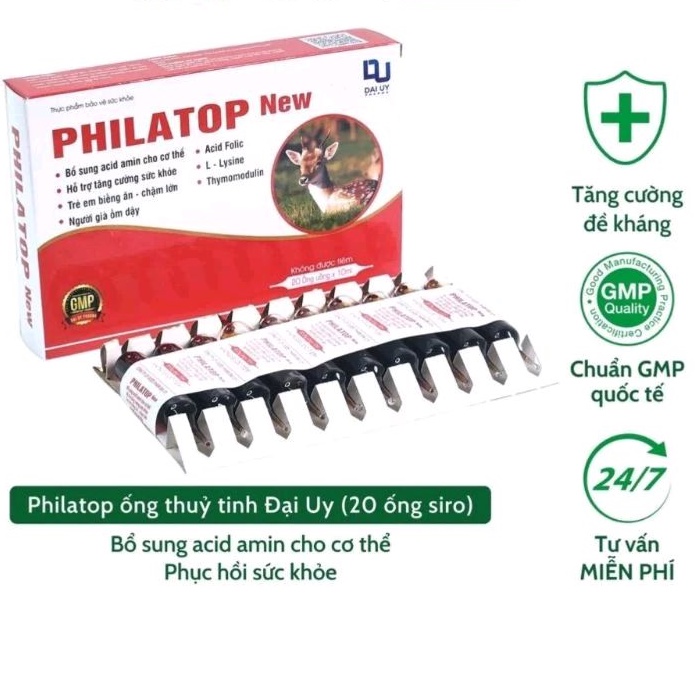 Philatop New ống thủy tinh Đại Uy chính hãng cho trẻ biếng ăn, chậm lớn, còi xương, người già sức đề kháng kém