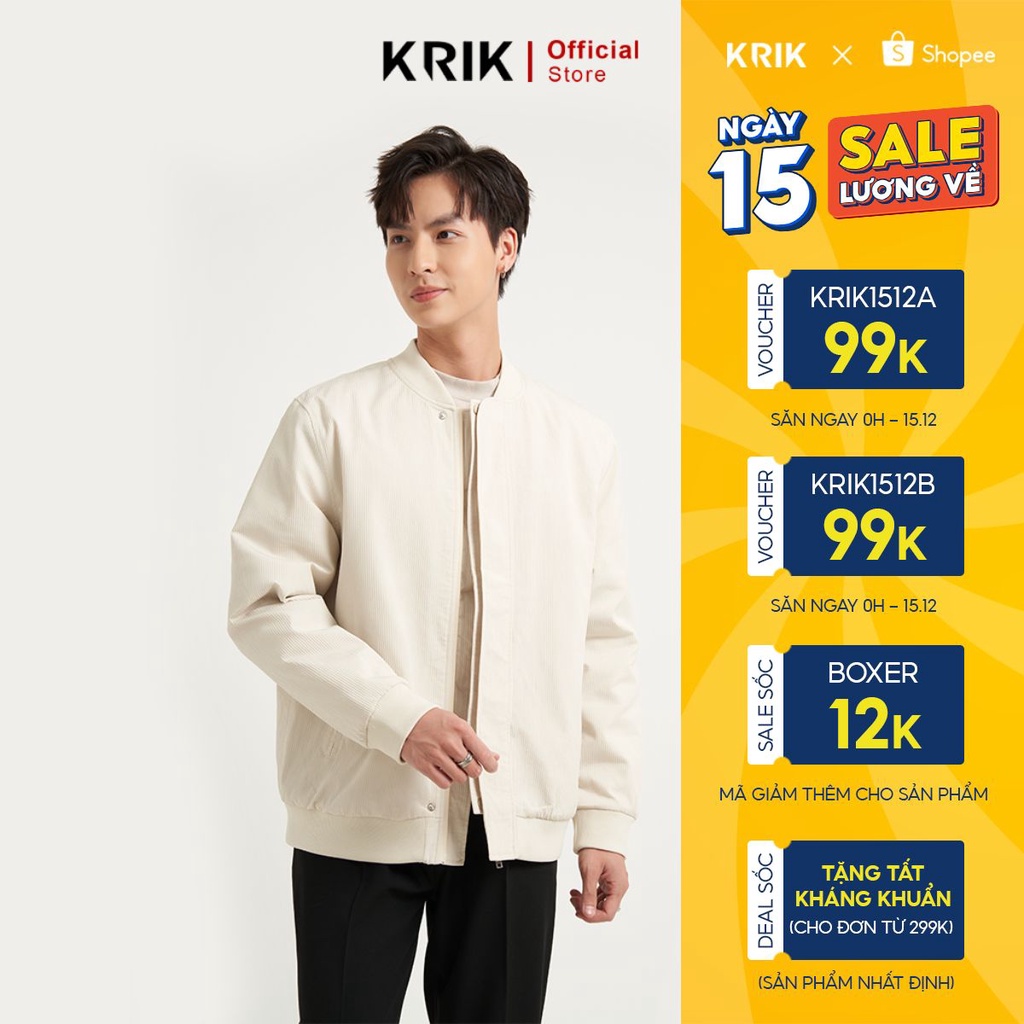 Áo Khoác Nam Local Brand KRIK Form Regular Chất Liệu Cao Cấp Bề Mặt Gân Tăm Lót Áo Trần Bông Cực Kì Đứng Phom AK5003