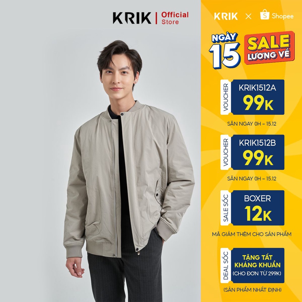 Áo Khoác Gió Nam Local Brand KRIK Form Regular Chất Liệu Cao Cấp Lót Áo Trần Bông Khoá Áo Kim Loại Sang Trọng AK5002