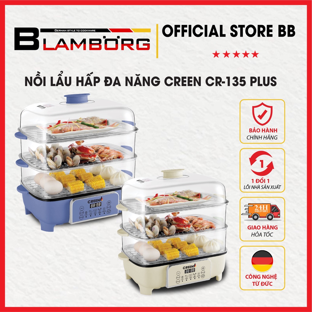 [Giảm 12% SPayLater] NỒI LẨU HẤP ĐA NĂNG Creen CR-135 Plus - Bảo hành chính hãng 12 tháng