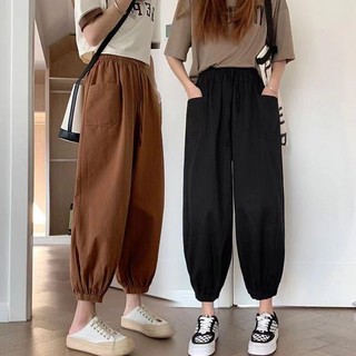 Quần harem lưng cao dáng rộng cỡ lớn phong cách hàn quốc thời trang mùa hè cho nữ