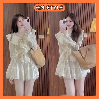 Sét áo váy đũi gân nữ tính,