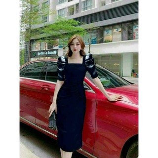 Đầm body cổ vuông xếp ly cao cấp có size 3Xl