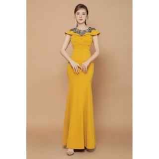 Đầm dạ hội đuôi cá vai choàng kết đá siêu sang-PT