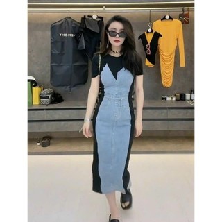 𝗛𝗔̀𝗡𝗚 𝗡𝗛𝗔̣̂𝗣 -ĐẦM BODY JEAN PHỐI THUN CAO CẤP 1