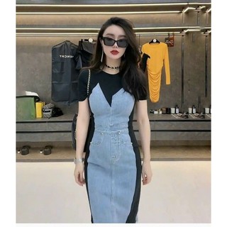 𝗛𝗔̀𝗡𝗚 𝗡𝗛𝗔̣̂𝗣 -ĐẦM BODY JEAN PHỐI THUN CAO CẤP 1