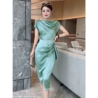 ĐẦM BODY CỔ LẬT NHÚN EO CAO CẤP