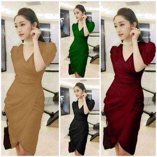 Đầm body nhúng eo tay phồng cao cấp
