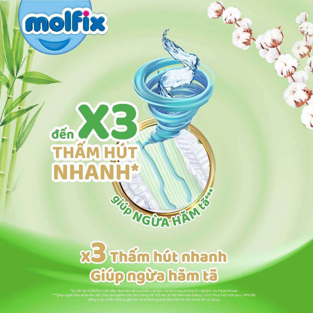 Tã/bỉm dán Molfix Thiên nhiên Super Jumbo L (9kg 13kg) Gói 68+6 miếng