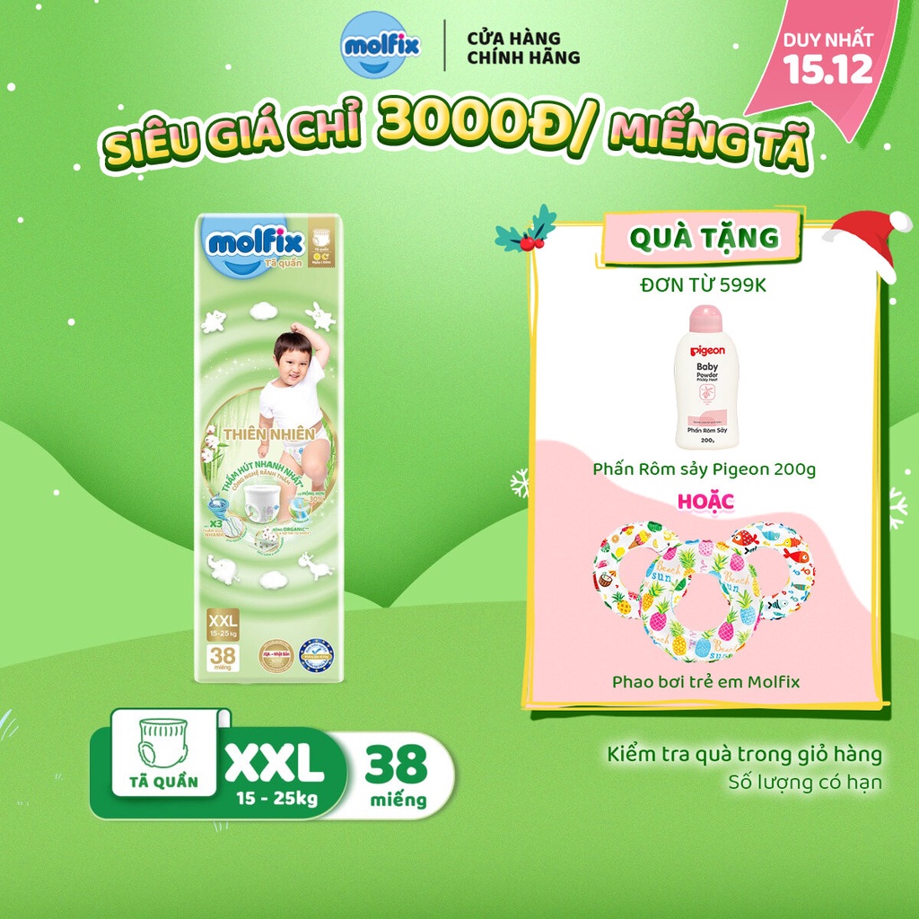Tã/bỉm quần Molfix Thiên nhiên Super Jumbo XXL  - Gói 38 miếng