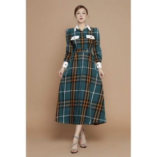 Đầm xoè caro dáng dài thanh lịch