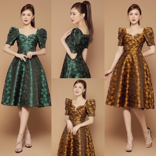 Đầm gấm xoè xế ly kèm tag cao cấp