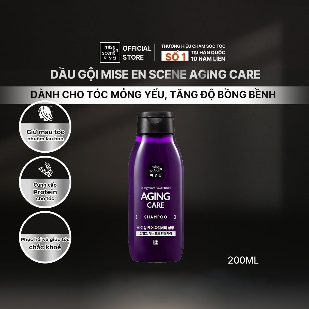 Dầu gội mise en scene Aging Care tăng độ bồng bềnh cho tóc, giảm chẻ ngọn, mỏng, yếu 200ml