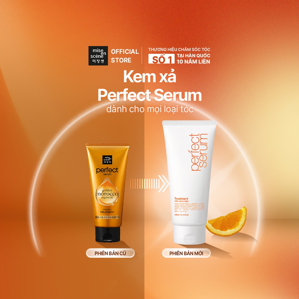 Kem xả mise en scene Perfect Serum Treatment 330ml phục hồi hư tổn, nuôi dưỡng từ bên trong, giúp tóc suôn mượt hoàn hảo