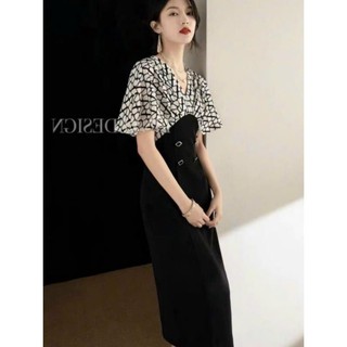 HÀNG NHẬP - ĐẦM LỤA HỌA TIẾT TAY CÁNH DƠI