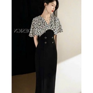 HÀNG NHẬP - ĐẦM LỤA HỌA TIẾT TAY CÁNH DƠI